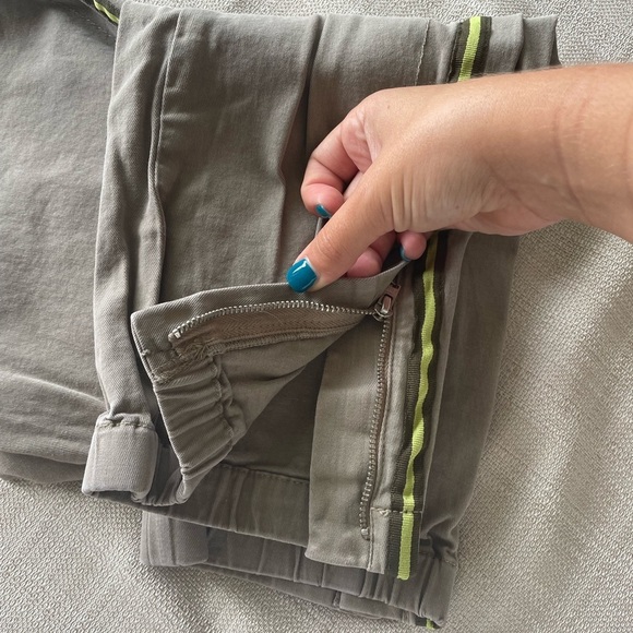 Women's Ecru Tuxedo Stripe Chino Pants - Sz. L - Picture 2 of 4